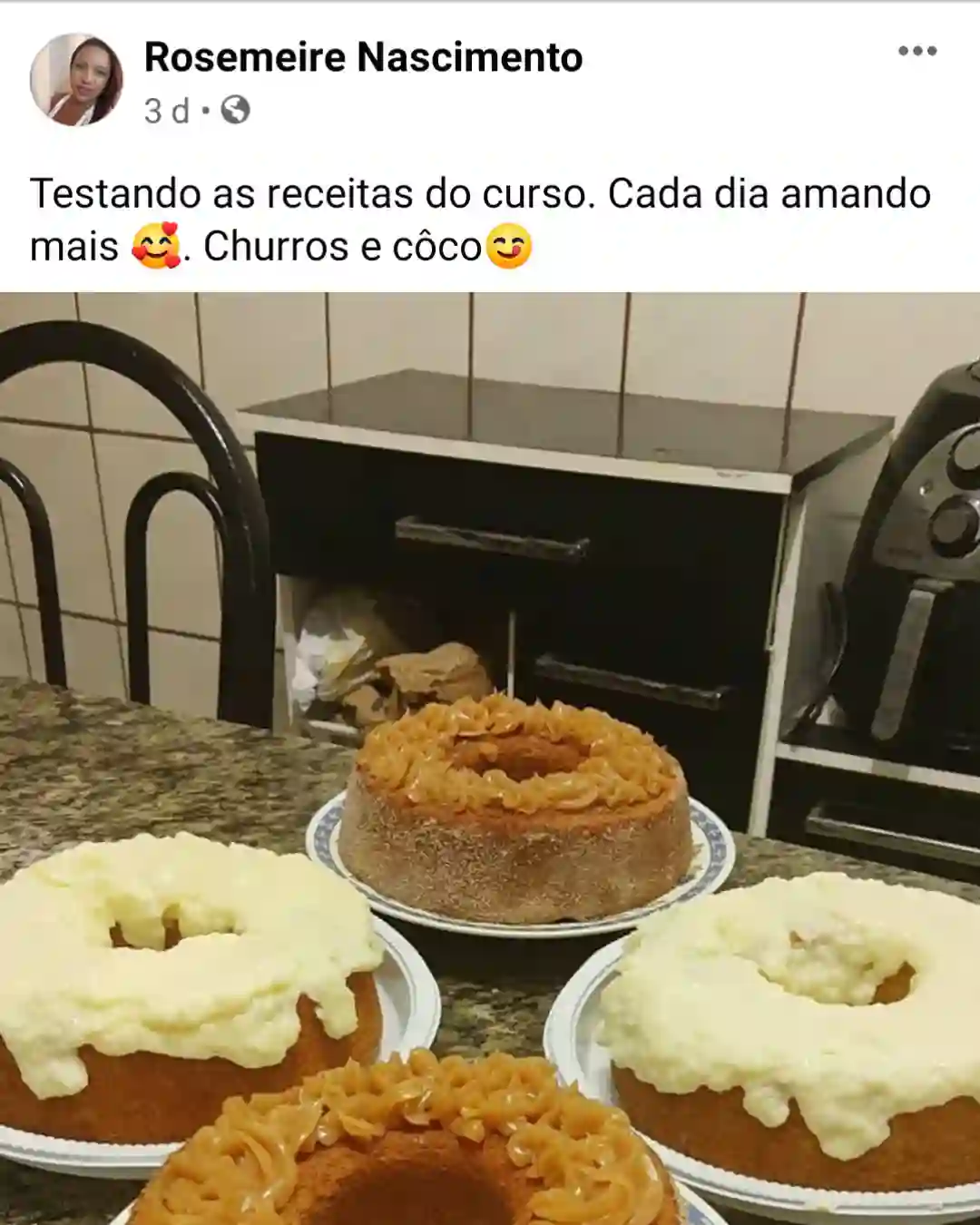 Depoimento de aluna do curso de bolos caseiros