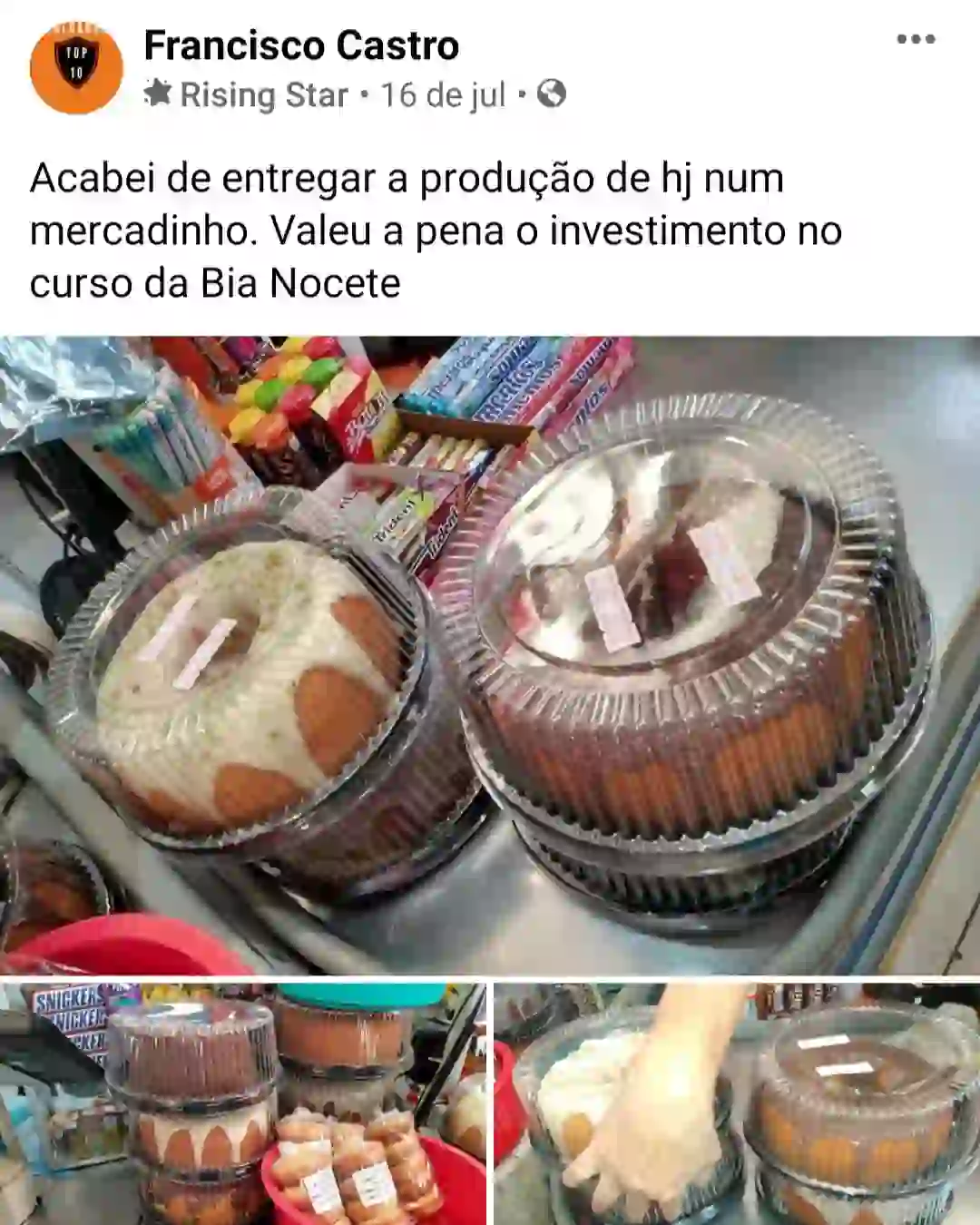 Depoimento de aluna do curso de bolos caseiros